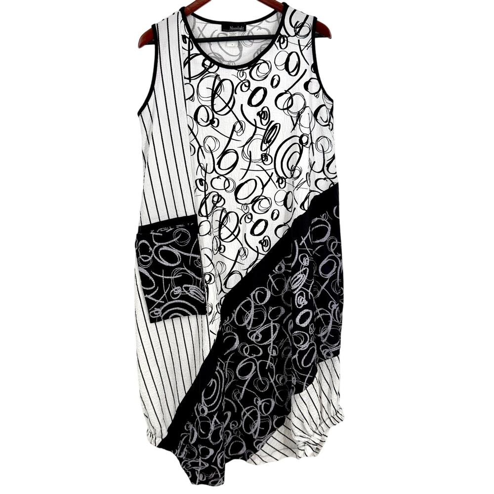 Moonlight by Y&S Sz Small Black White Long Dress Wearable Art Unique Artsy